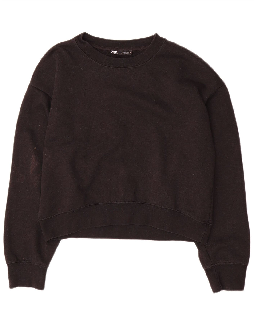 Zara Womens Crop Oversized Sweatshirt Jumper UK 10 Small Black Polyester