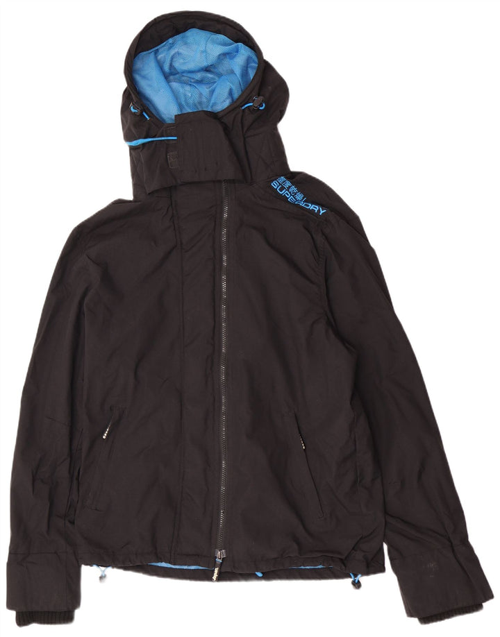 Superdry Windcheater Regnjakke med hætte til mænd UK 40 Stor sort farveblok