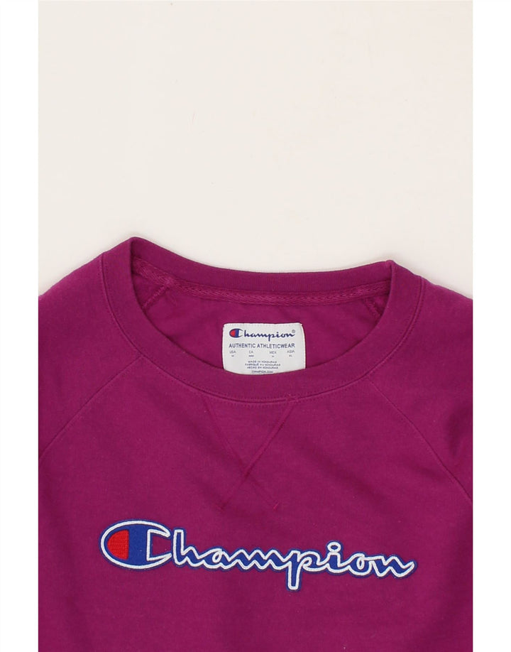 CHAMPION Womens Graphic Sweatshirt Jumper UK 14  Medium Maroon Polyester Vintage Champion and Second-Hand Champion from Messina Hembry 