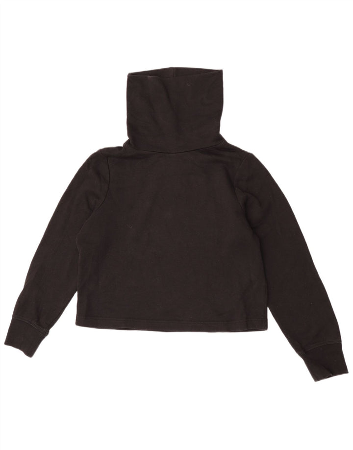 Zara Womens Oversized Crop Roll Neck Bluse Top UK 10 Small Black