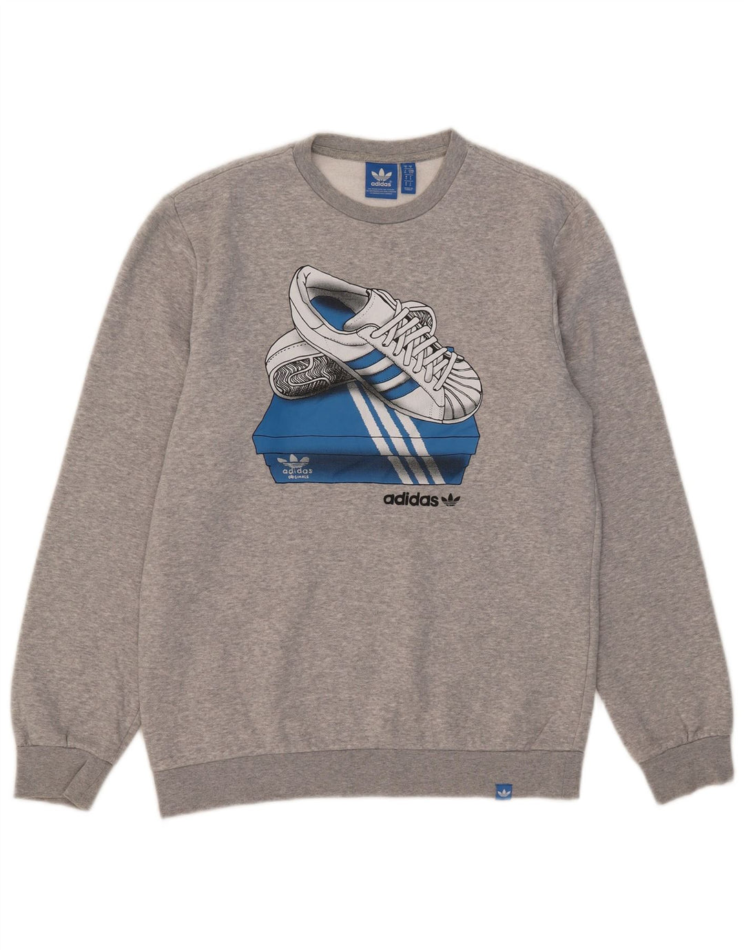 Adidas grafisk sweatshirt til mænd, lille grå bomuld