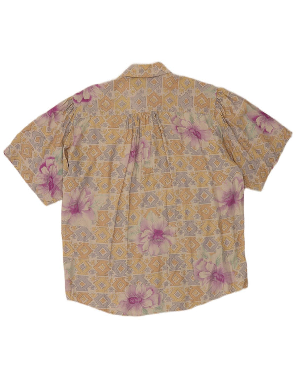 BENETTON Kortærmet skjortebluse til kvinder IT 44 Medium Beige Floral