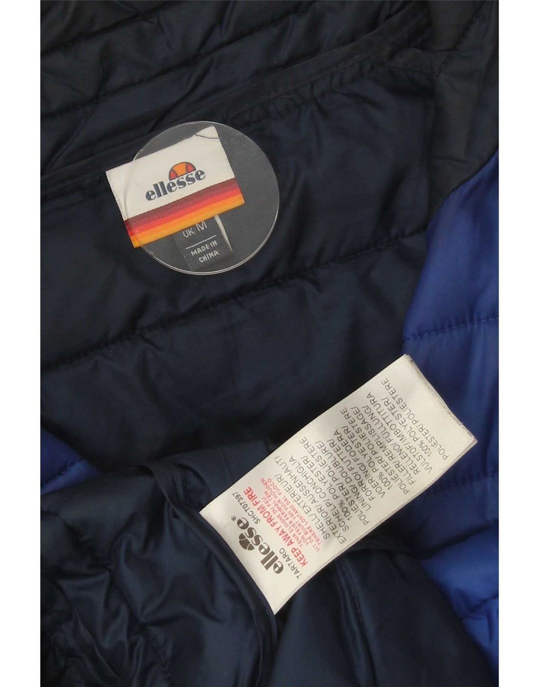 Ellesse Herre polstret jakke UK 38 Medium Blue Colourblock Polyester