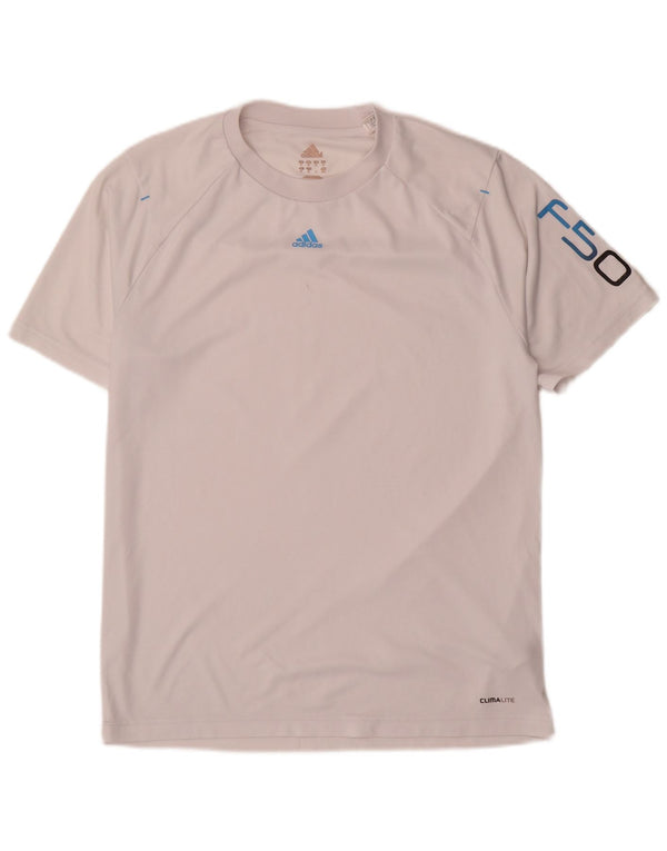 Adidas Herre F50 Grafisk T-Shirt Top Medium Hvid Polyester