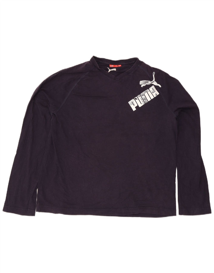 Puma Herre grafisk top langærmet 2XL marineblå bomuld