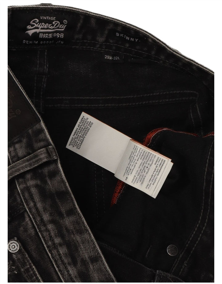SUPERDRY Mens Distressed Skinny Jeans W29 L32 Grey Cotton