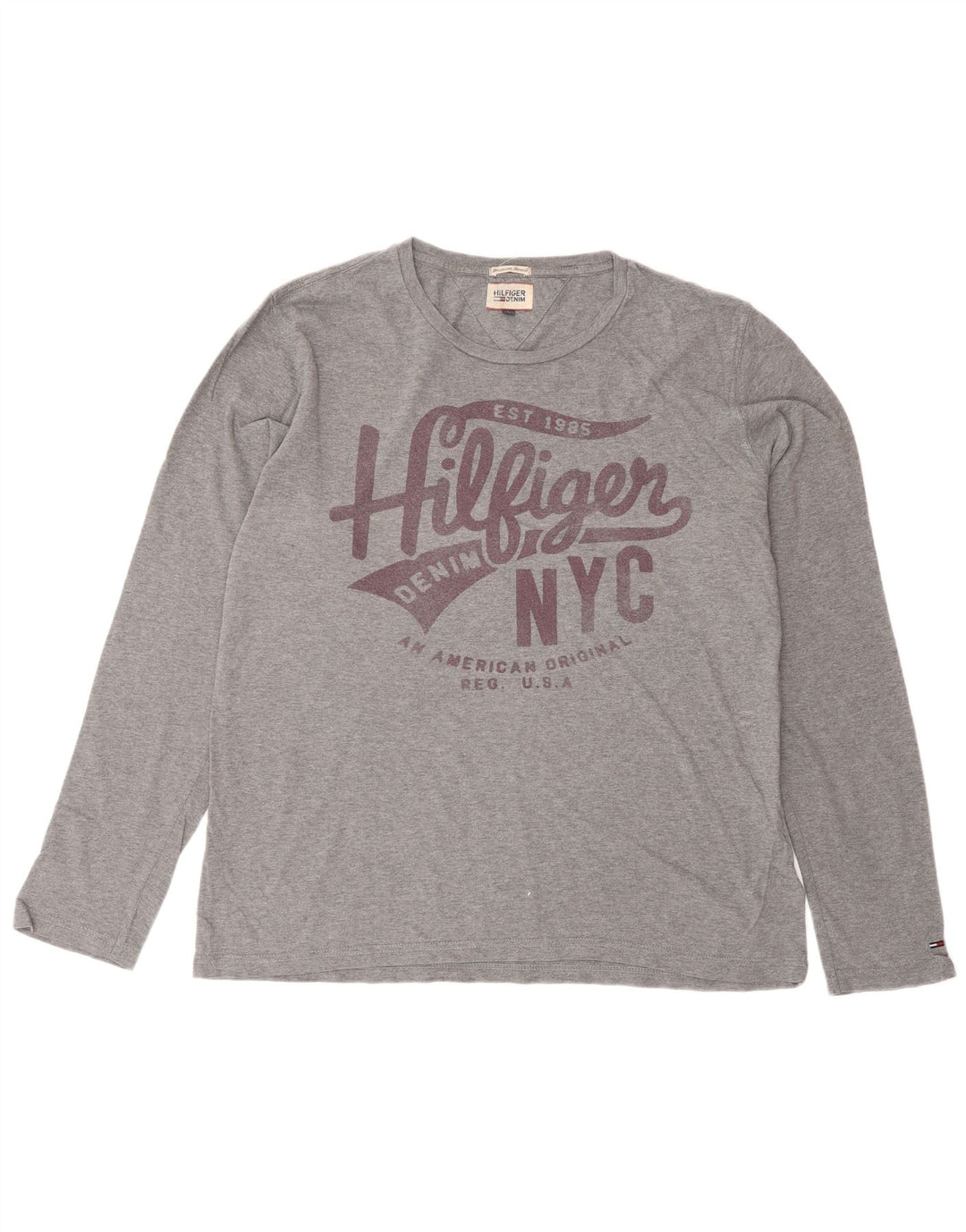 TOMMY HILFIGER Herre grafisk top langærmet stor grå bomuld