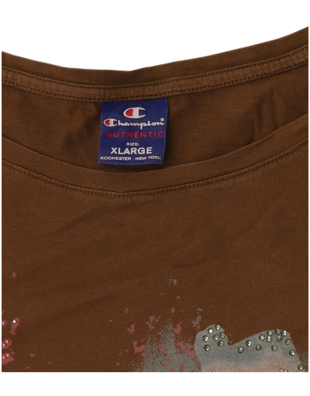 Champion Kvinder Oversized Grafisk T-Shirt Top UK 18 XL Brun