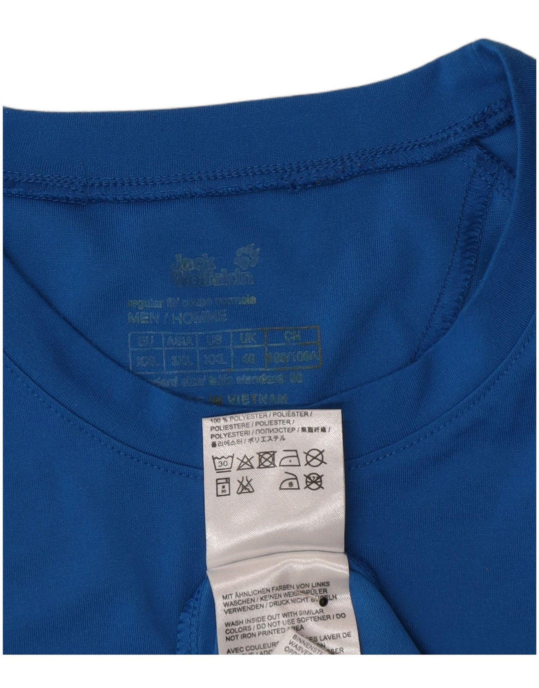 Jack Wolfskin Herre T-Shirt Top UK 46 2XL Blå Polyester