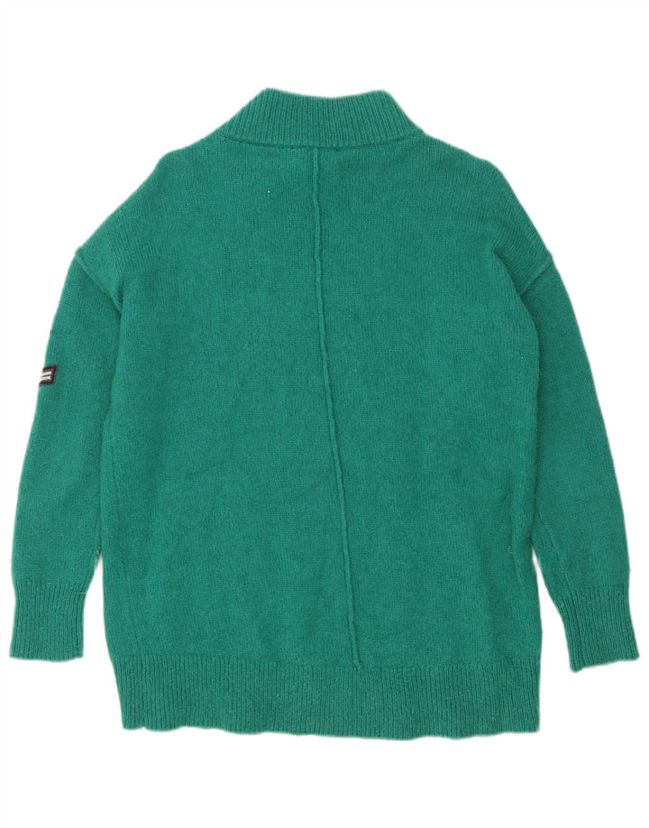 MINT FLØJEL Dame Oversized Turtle Neck Jumper Sweater UK 10 Small Green