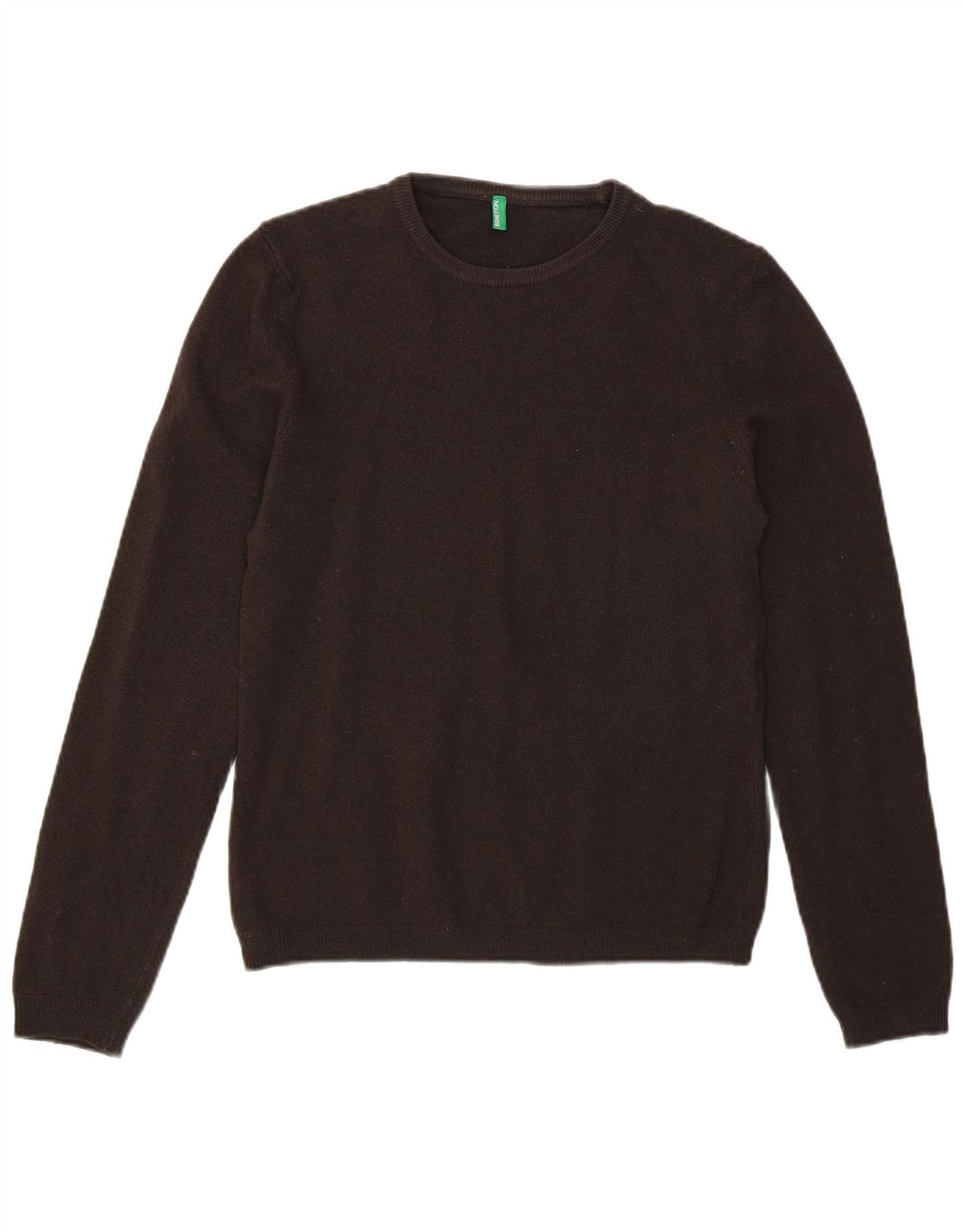 BENETTON Dame Boat Neck Jumper Sweater UK 12 Medium Brun Uld