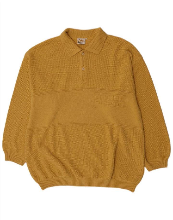 Camel Active Herre Grafisk Polo Neck Jumper Sweater XL Gul Bomuld