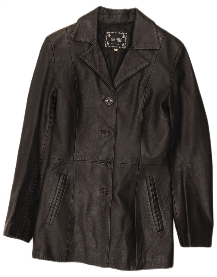 Vintage læderjakke til kvinder UK 8 Lille sort læder