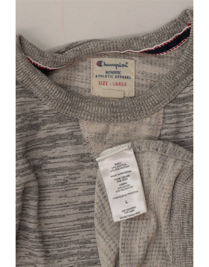 Champion Herre Sweatshirt Jumper Large Grå Flecked Bomuld