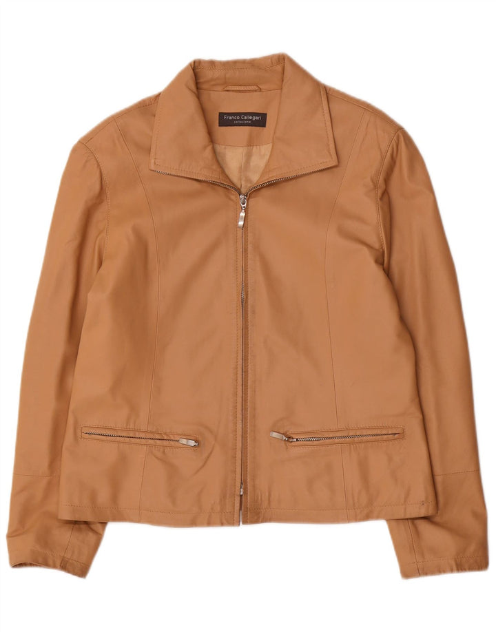 Franco Callegari Womens Bomber Læderjakke UK 16 Large Beige Læder