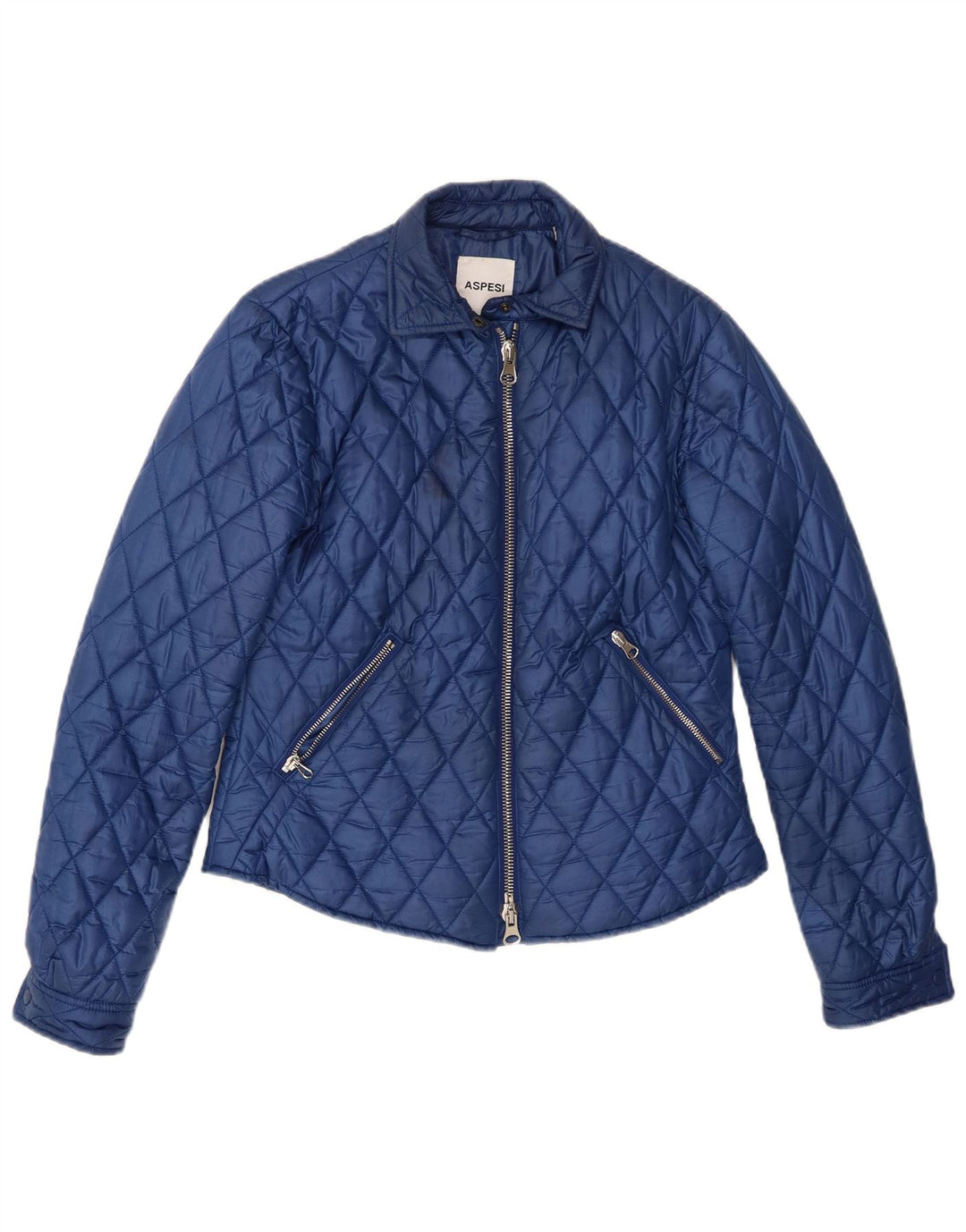 Aspesi Quiltet jakke til kvinder UK 12 Medium Blue Polyester