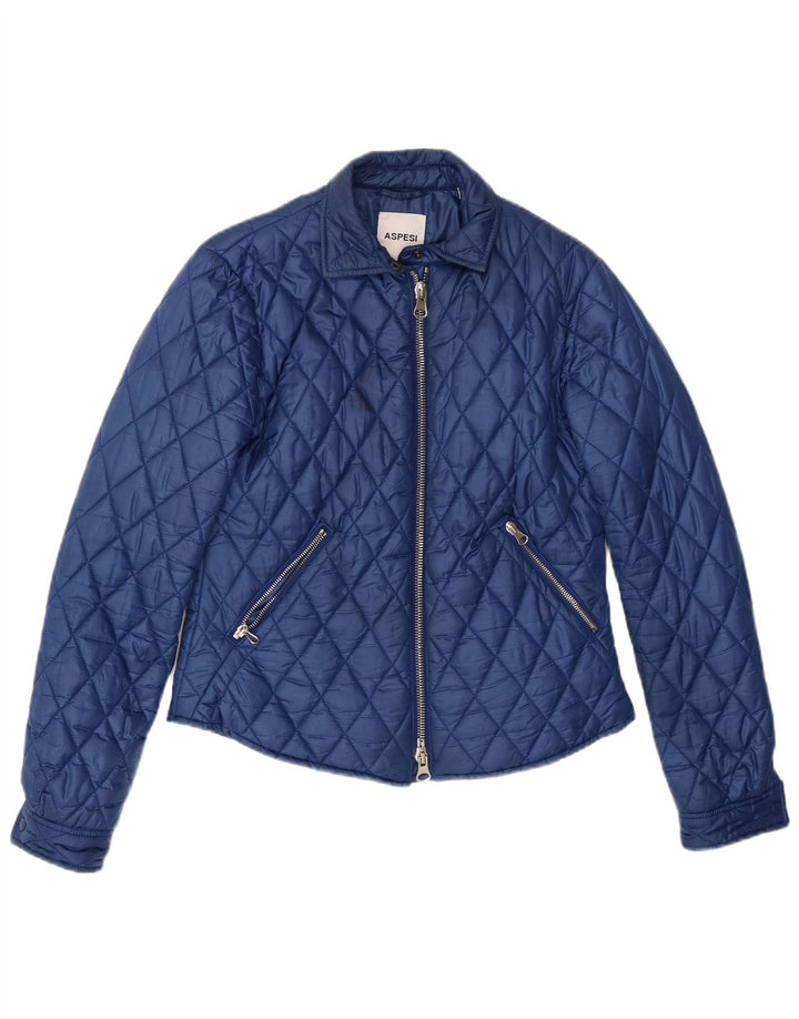 Aspesi Quiltet jakke til kvinder UK 12 Medium Blue Polyester