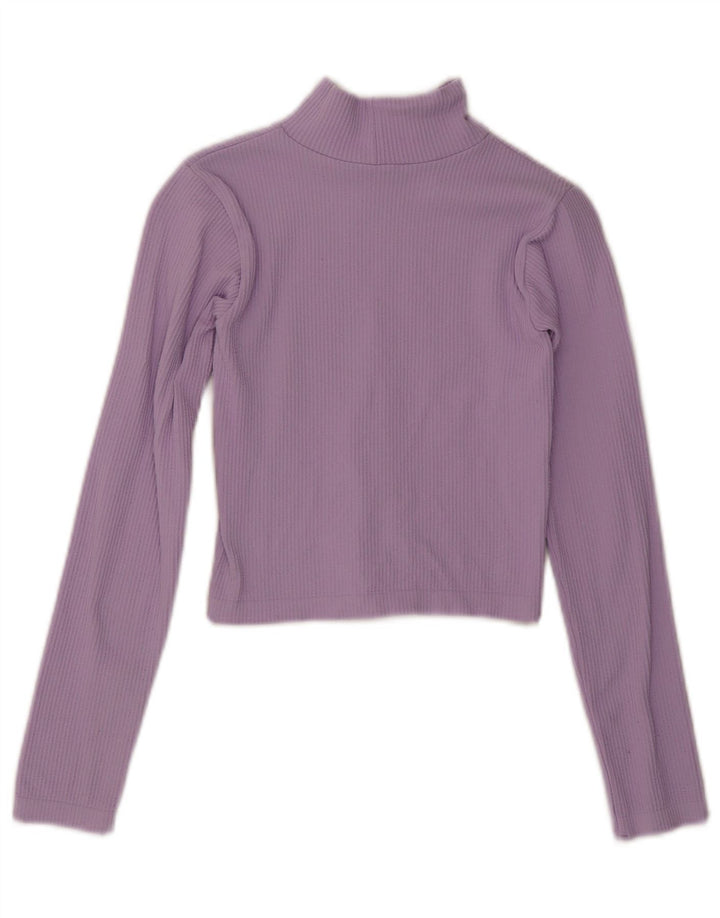 Zara Womens Crop Top Langærmet UK 10 Lille Lilla