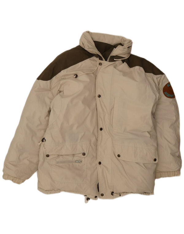 Stratos Herre Hætte Vendbar Polstret Jakke UK 38 Medium Beige Colourblock