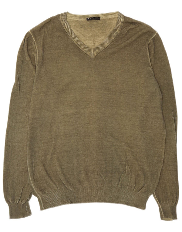 Sisley Herre V-hals sweater Stor Khaki