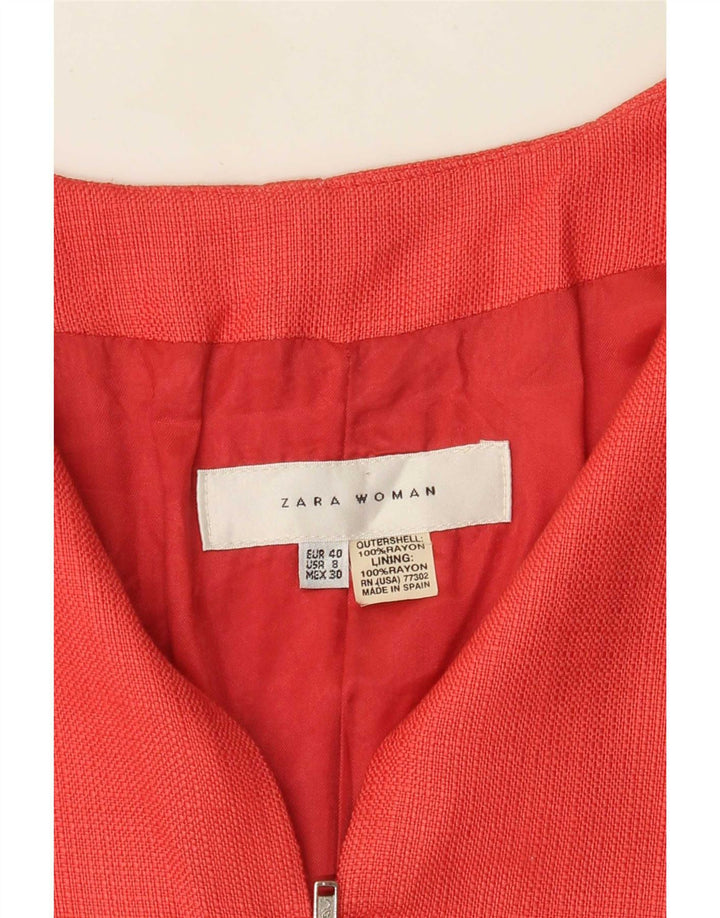 Zara Dame 3/4-ærmet Bolero-jakke EU 40 Medium Red Rayon