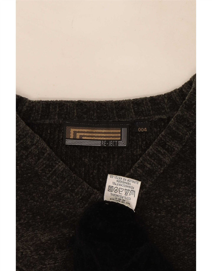 Vintage herre velour V-hals sweater stor grå farveblok