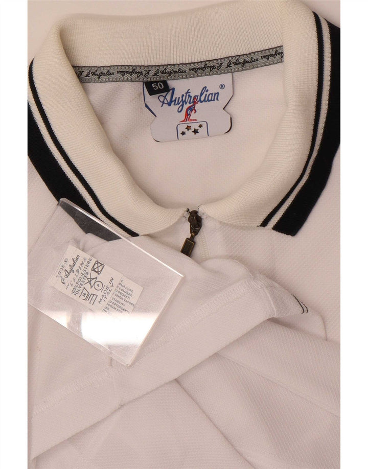 AUSTRALIAN L'ALPINA Poloshirt med lynlås til mænd IT 50 Medium hvid polyester