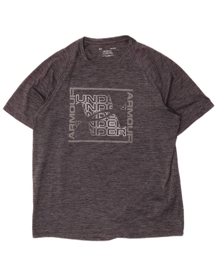 Under Armour Herre Grafisk T-Shirt Top Stor Grå Flecked Polyester