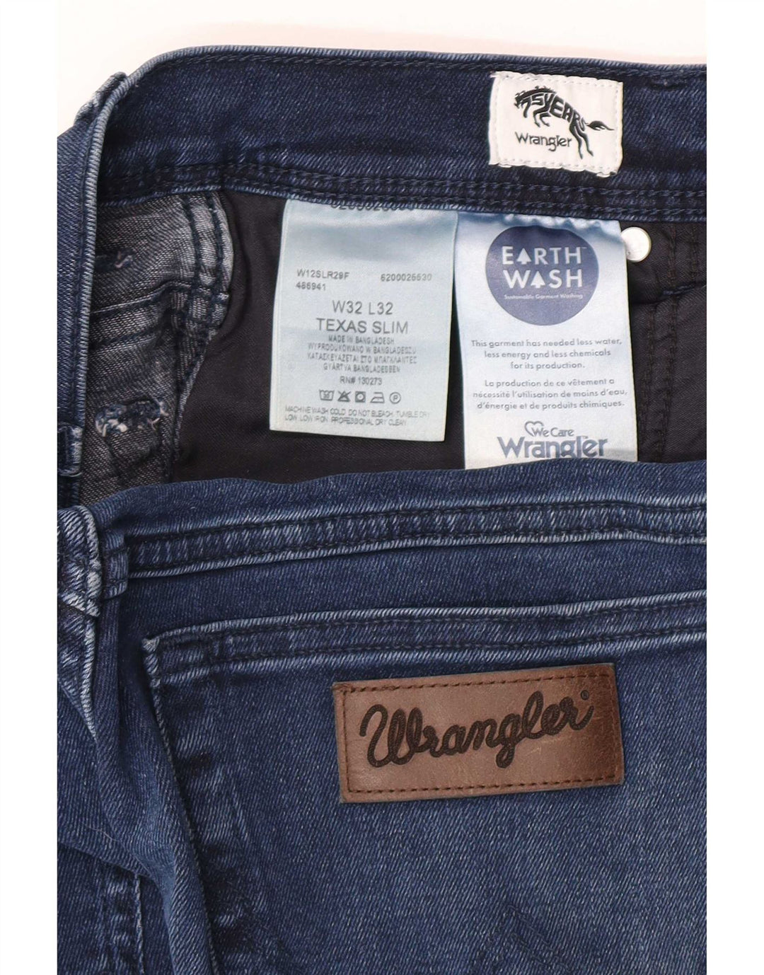Wrangler Herre Texas Slim Jeans W32 L26 Marineblå Bomuld