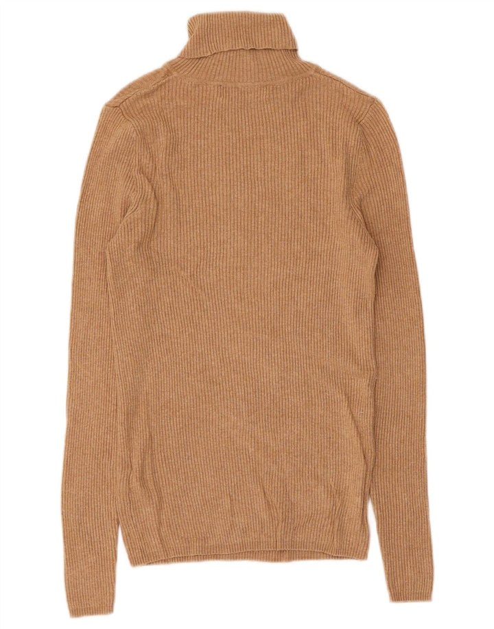Marks & Spencer Dame Rullehals sweater UK 10 Small Brown Viscose