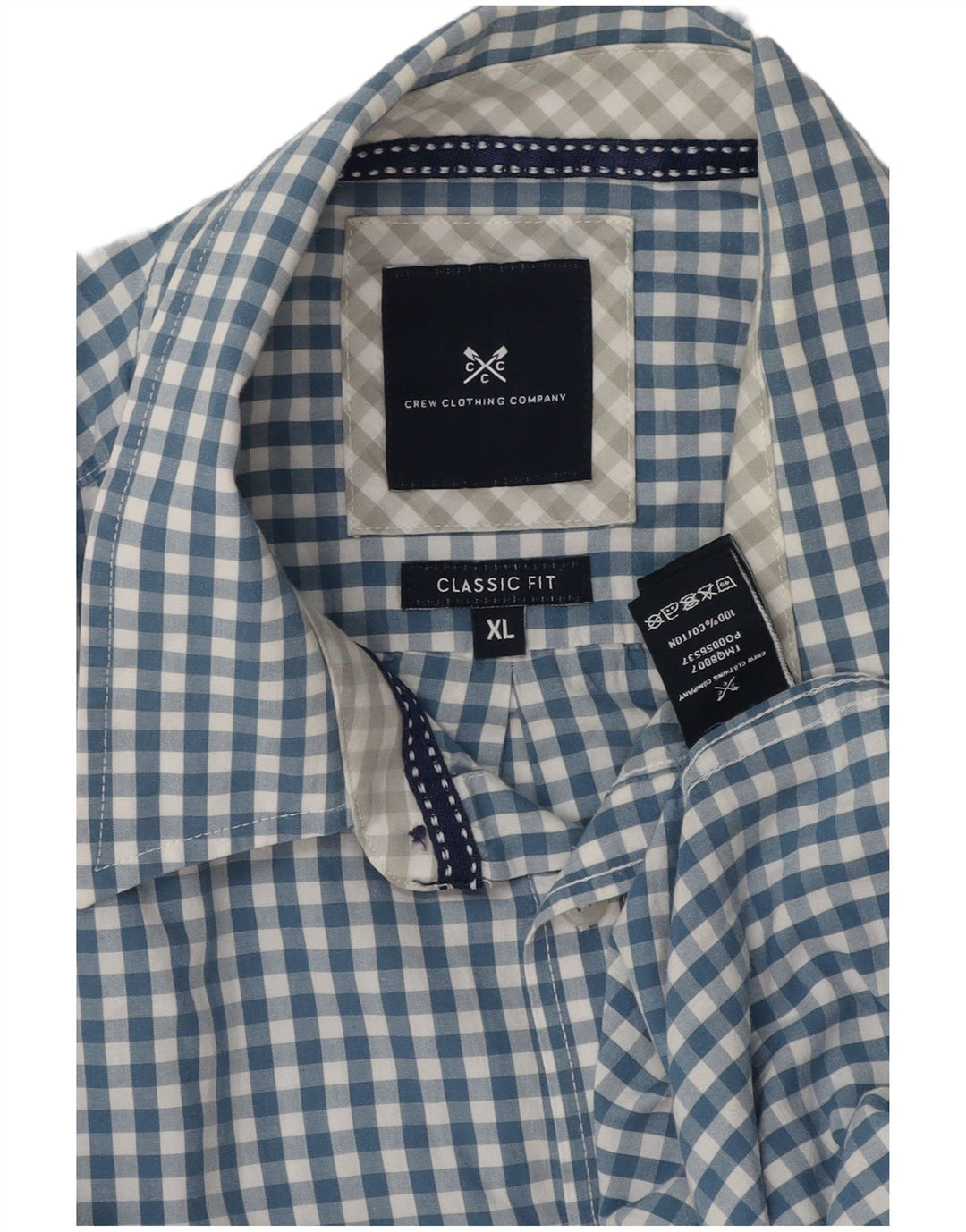 Crew Clothing Herre Classic Fit Shirt XL Blue Gingham Cotton