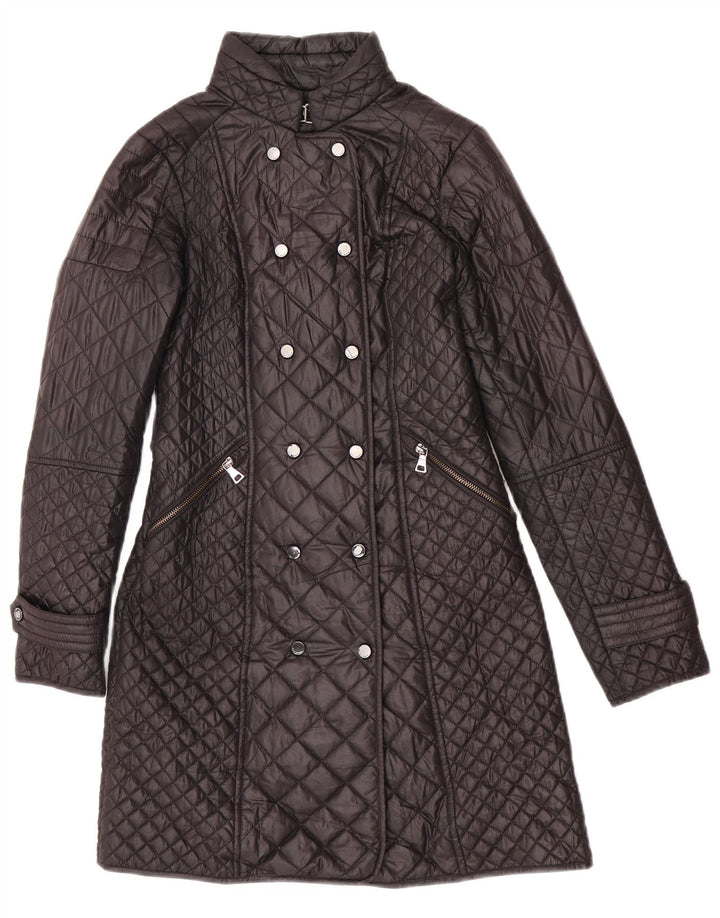 Zara Quiltet Overfrakke til kvinder UK 6 XS Sort Polyester