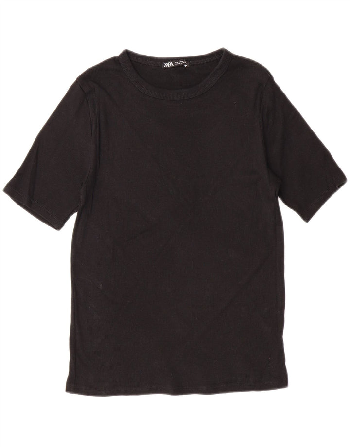 ZARA Womens T-Shirt Top UK 12 Medium Black Vintage Zara and Second-Hand Zara from Messina Hembry 