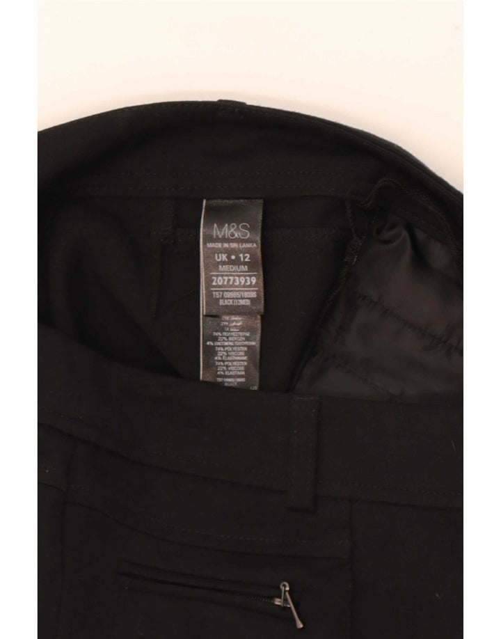 Marks & Spencer Womens Cropped Trousers UK 12 Medium W32 L25 Black