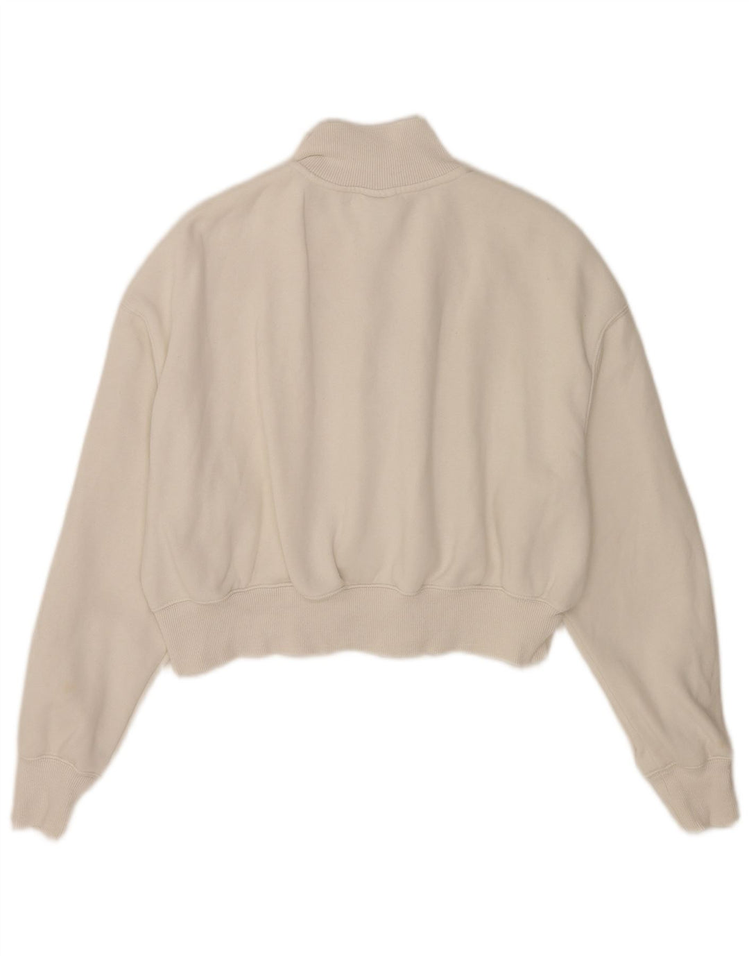 Nike Dame Oversized Crop Zip Neck Sweatshirt Jumper UK 10 Small White