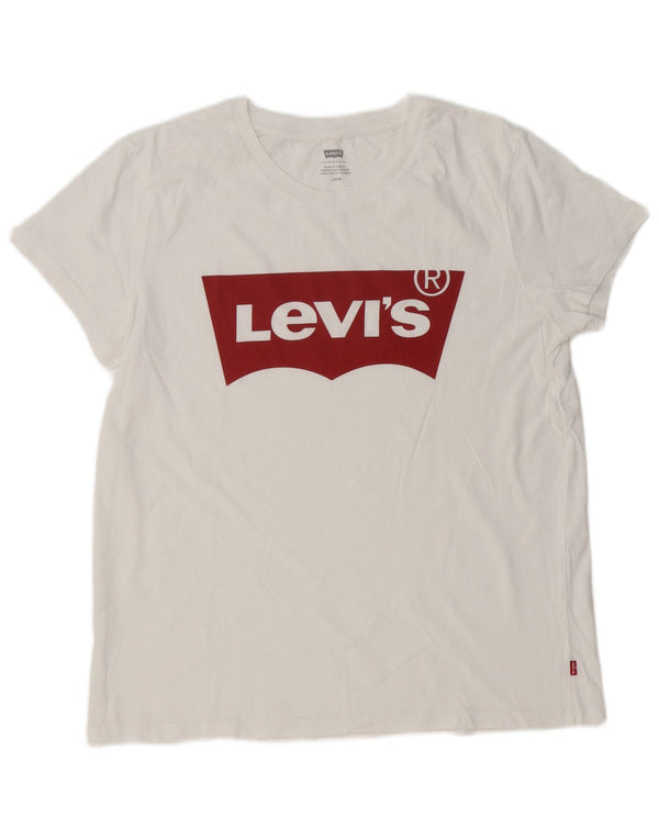 Levi's Dame Grafisk T-Shirt Top UK 16 Large White