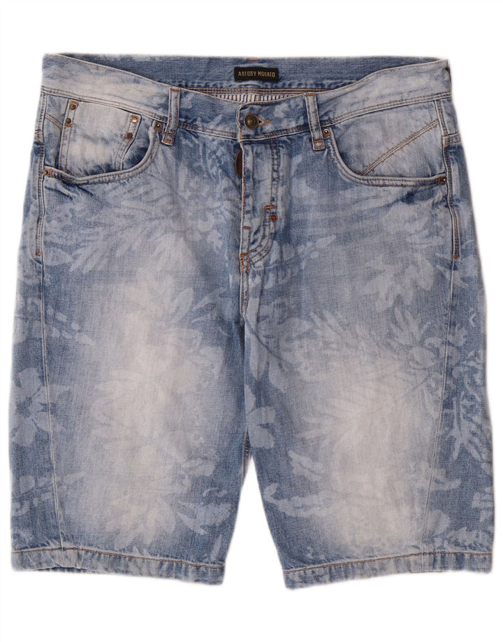 ANTONY MORATO Mens Denim Shorts IT 48 Medium W32  Blue Floral Cotton