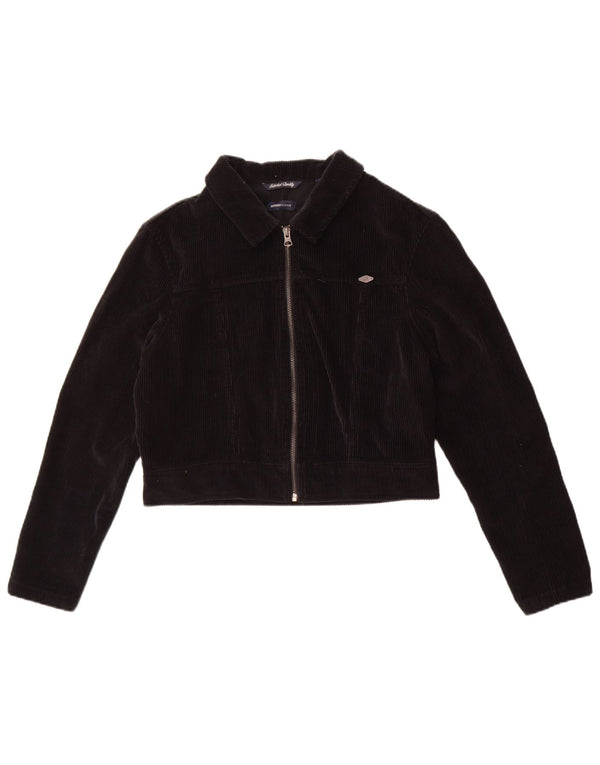 Superdry Womens Crop Corduroy Jacket UK 12 Medium Black Bomuld