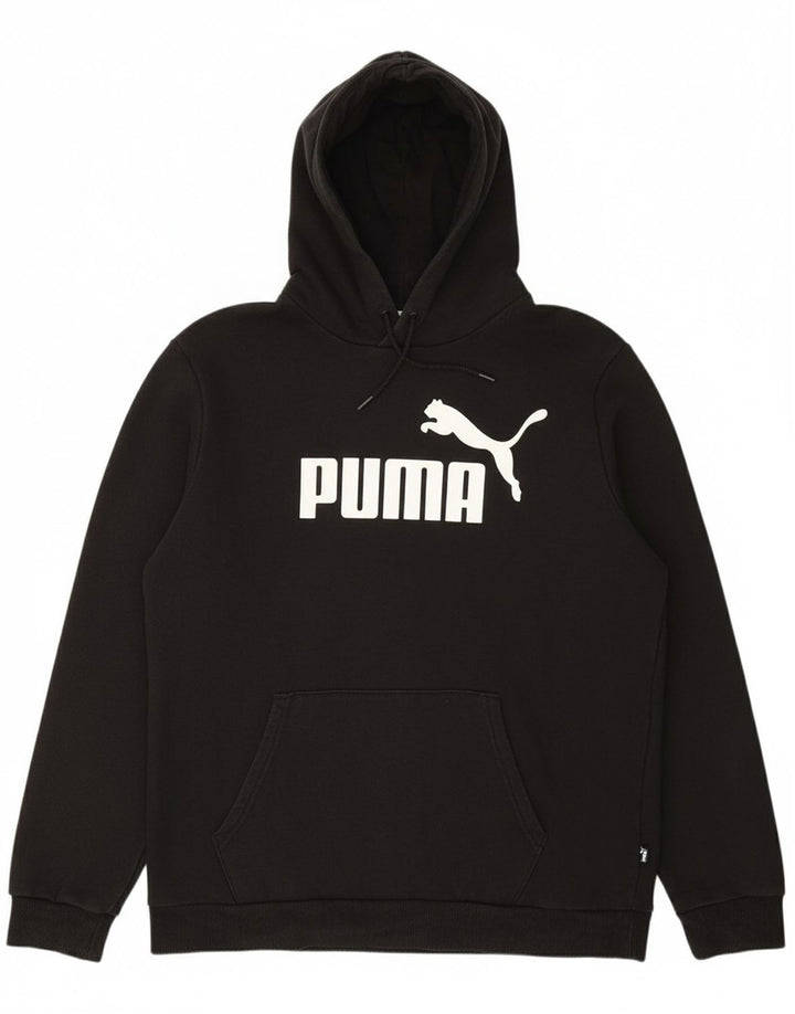 PUMA Mens Graphic Hoodie Jumper Large Black Cotton