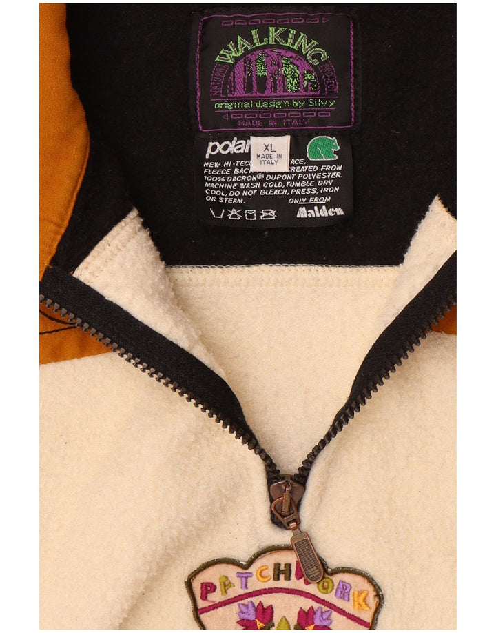 Silvy Herre lynlås-hals Fleece Jumper XL Off White Colourblock Polyester