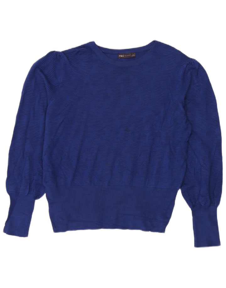 Marks & Spencer Dame sweater med rund hals DK 16 Stor blå viskose