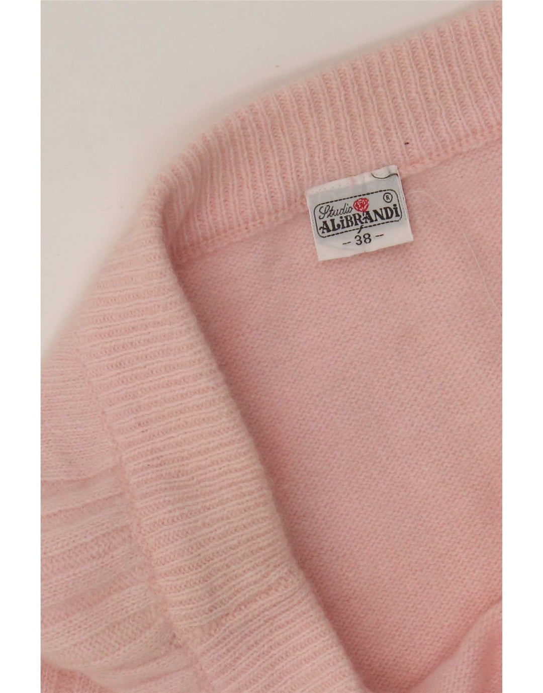 Vintage damestrikket midi-nederdel EU 38 Medium W34 Pink lammeuld