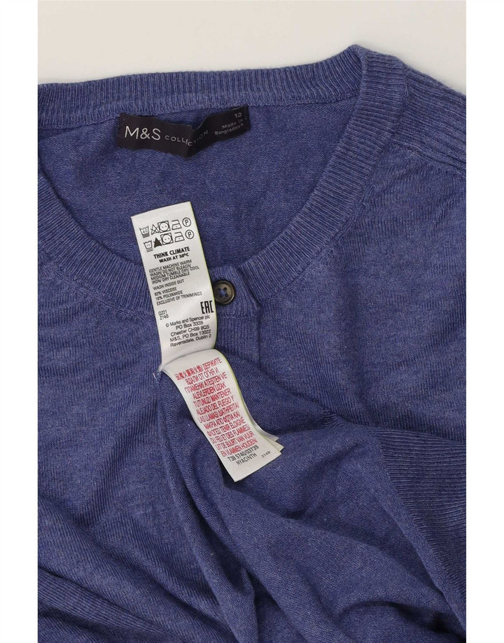 Marks & Spencer Dame Cardigan Sweater UK 12 Medium Blue Viscose
