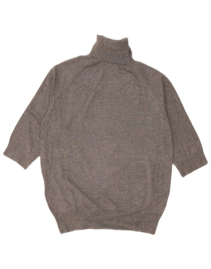 Zara dametrøje 3/4-ærmet trøje med rullehals UK 12 Medium Grå Viscose