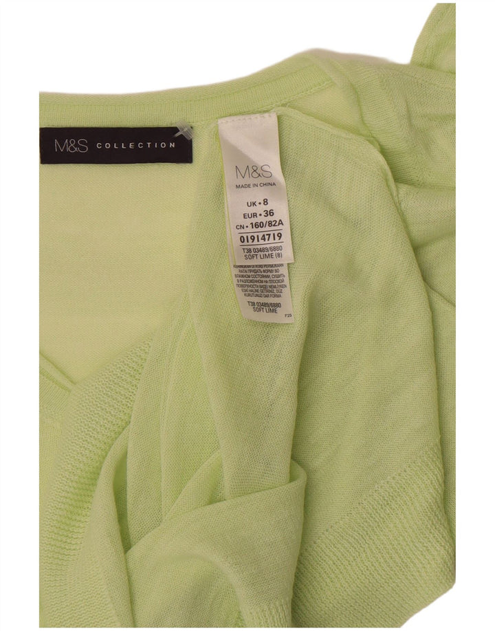 Marks & Spencer Dame Se Through V-hals sweater UK 8 Small Green