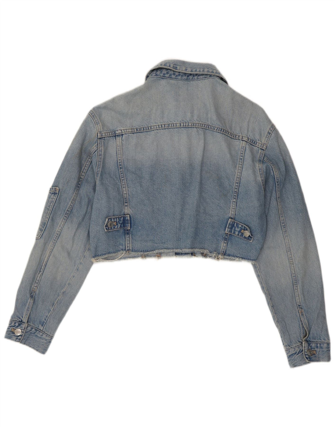 ZARA Womens Crop Oversized denimjakke UK 10 Small Blue Cotton