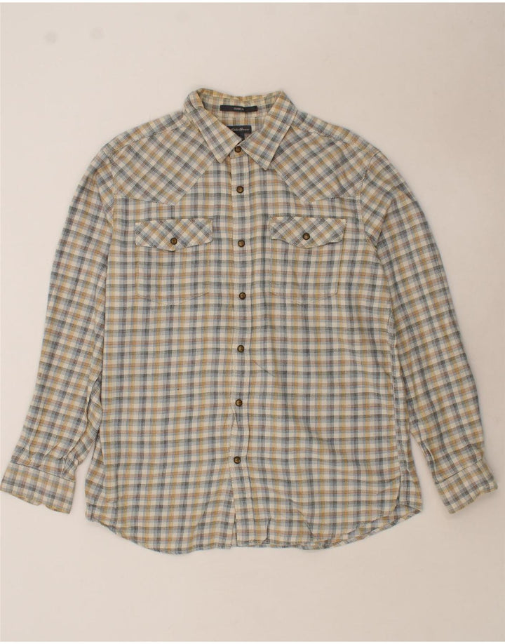 EDDIE BAUER Mens Classic Fit Flannel Shirt Large Grey Check Cotton Vintage Eddie Bauer and Second-Hand Eddie Bauer from Messina Hembry 