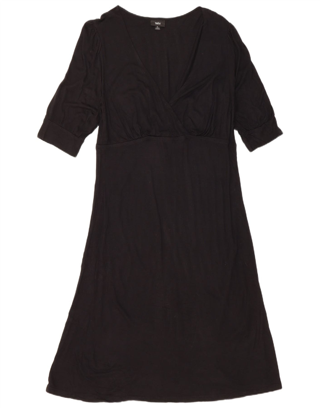 MOSSIMO Dame 3/4 Ærmet A-Line Kjole UK 14 Large Black Rayon