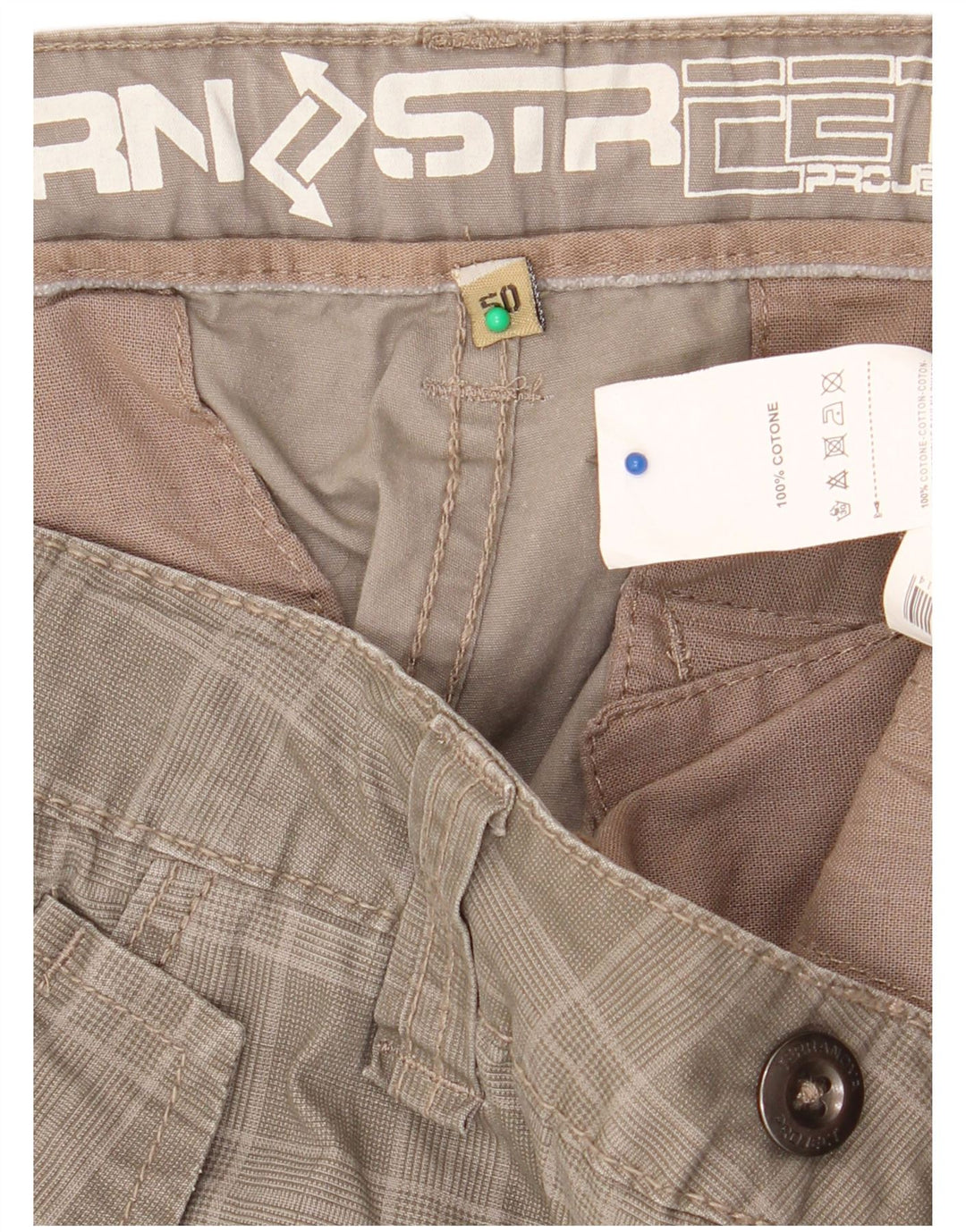 Vintage Herre Cargo Shorts IT 50 Large W36 Khaki Ternet Bomuld
