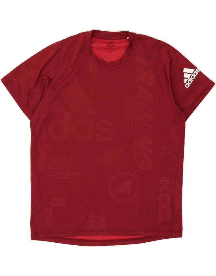 ADIDAS Mens Climalite Graphic T-Shirt Top Large Red Polyester Vintage Adidas and Second-Hand Adidas from Messina Hembry 